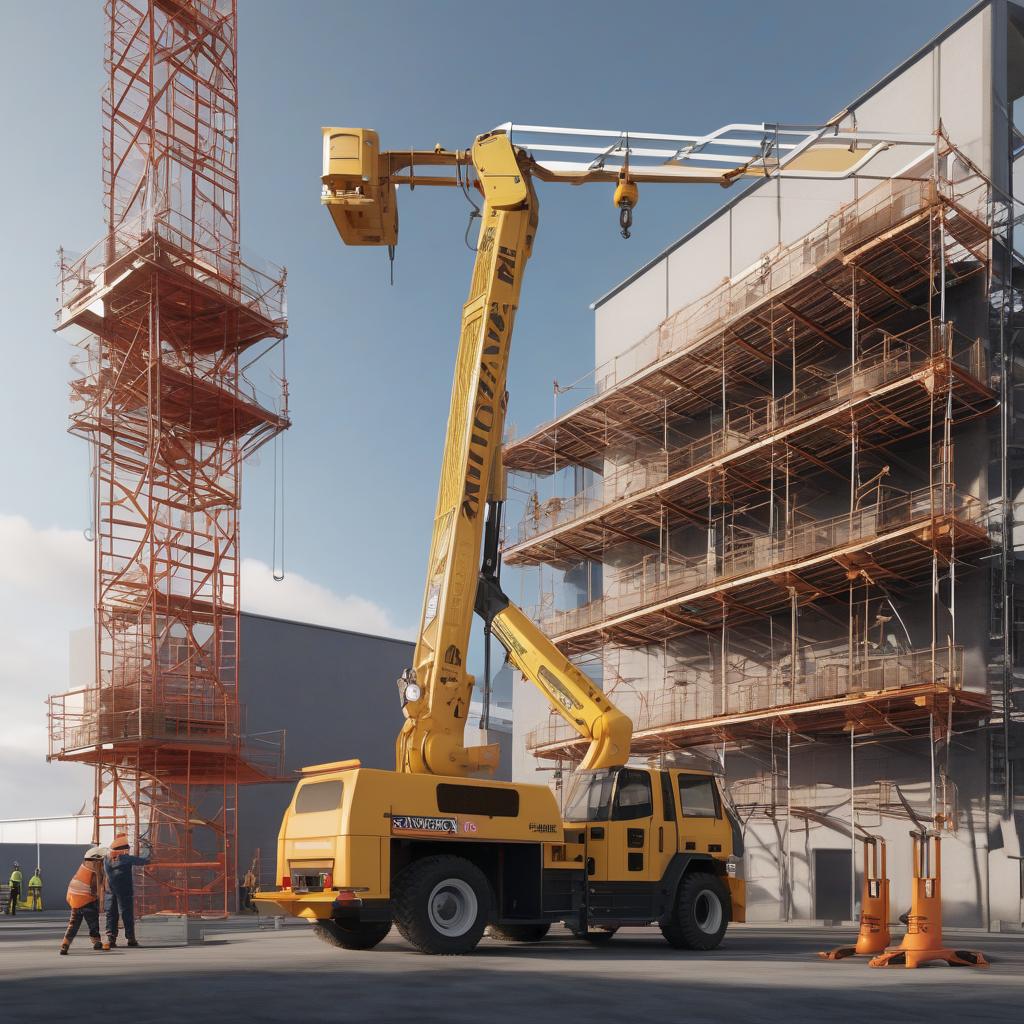a yellow crane on a construction site
